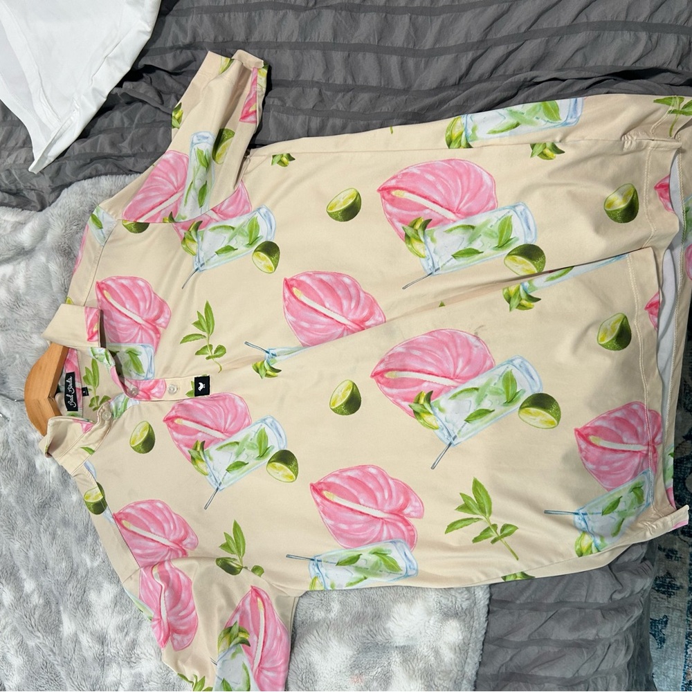 Bad Birdie Floral Shirt with Pink and Green